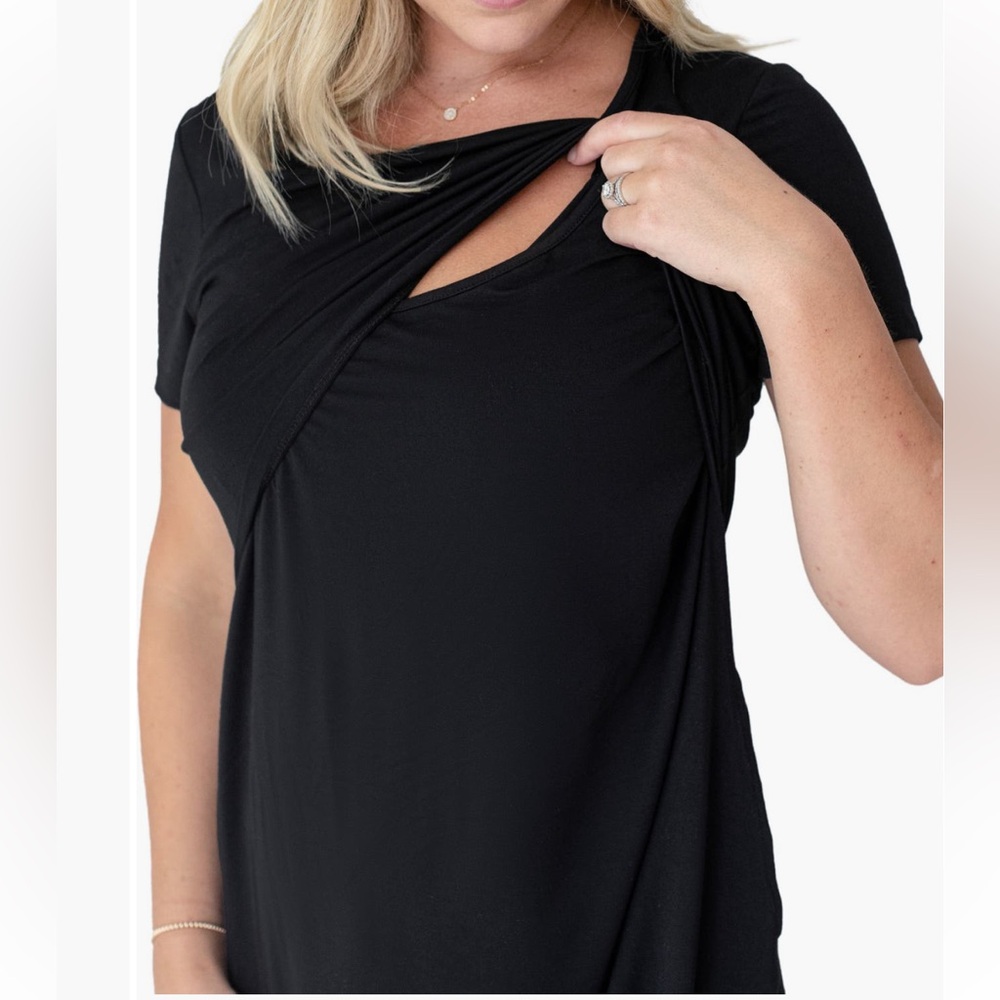 Kindred Bravely Black Maternity and Nursing Eleanora T-Shirt Dress - Picture 2 of 7